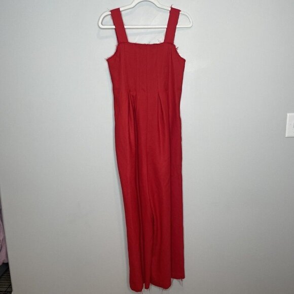 SEA New York Red 100% Wool Jumpsuit Wide Leg Size 0 - Picture 1 of 8